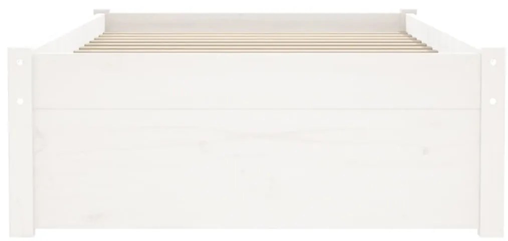 vidaXL Πλαίσιο Κρεβατιού Λευκό 75x190 εκ. Μασίφ Ξύλο Small Single