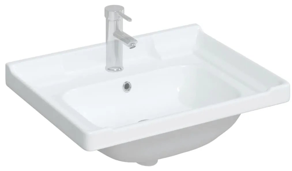 vidaXL Νιπτήρας Μπάνιου Ορθογώνιος Λευκός 61 x 48 x 23 εκ. Κεραμικός