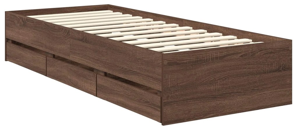 vidaXL Σκελετός Κρεβατιού Καφέ δρυς 75 x 190 cm Μηχανήματος Ξύλο