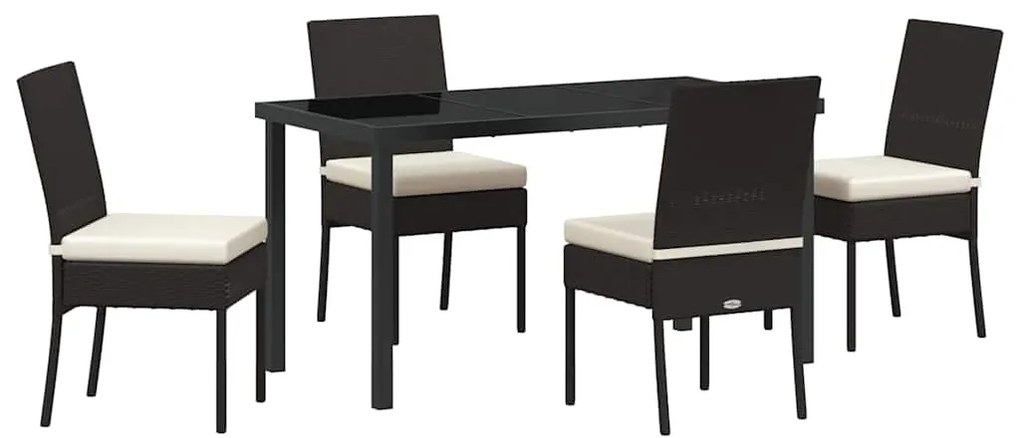 vidaXL Σέτ φαγητού για κήπο 5 pcs Μαύρο Πολυ ράταν