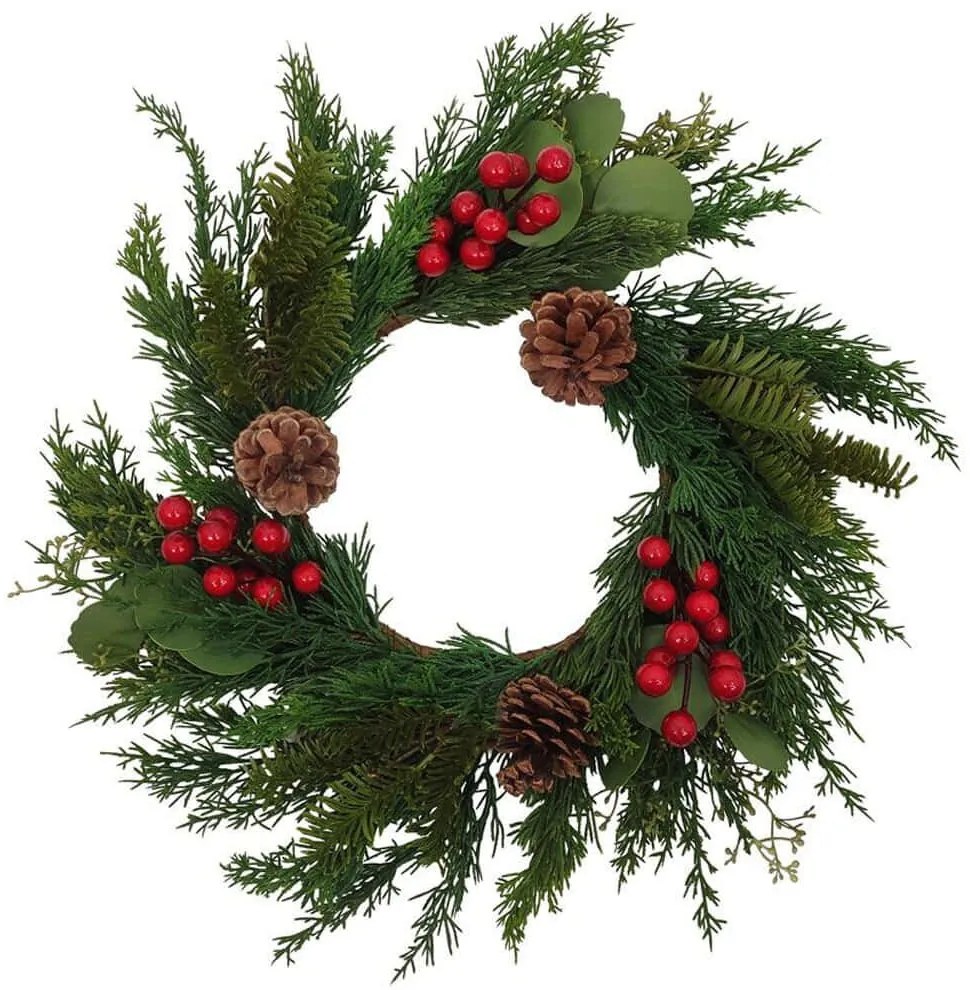 Χριστουγεννιάτικο Στεφάνι Red Berry 031041 45x45cm Green-Red