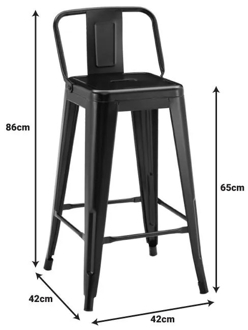 Σκαμπό μπαρ Utopia μεσαίου ύψους με πλάτη μαυρο μέταλλο 42x42x86εκ 42x42x86 εκ.