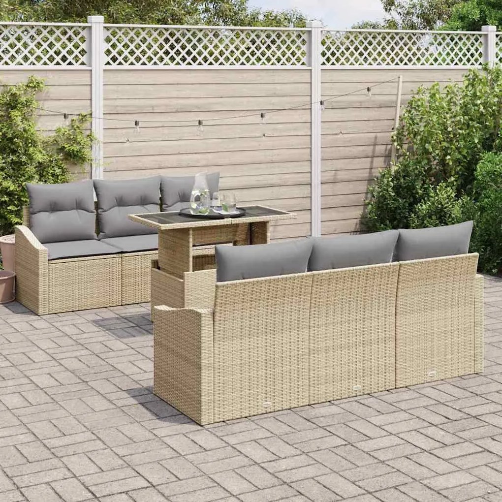 vidaXL Σετ Καναπέ Κήπου 7 pcs μπεζ και ανοιχτό γκρι 100 x 55 x 73 εκ
