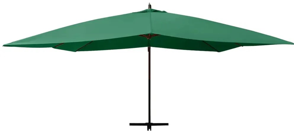 vidaXL Ομπρέλα Κήπου Πρόβολος Πράσινη 400 x 300 εκ. με Ξύλινο Ιστό
