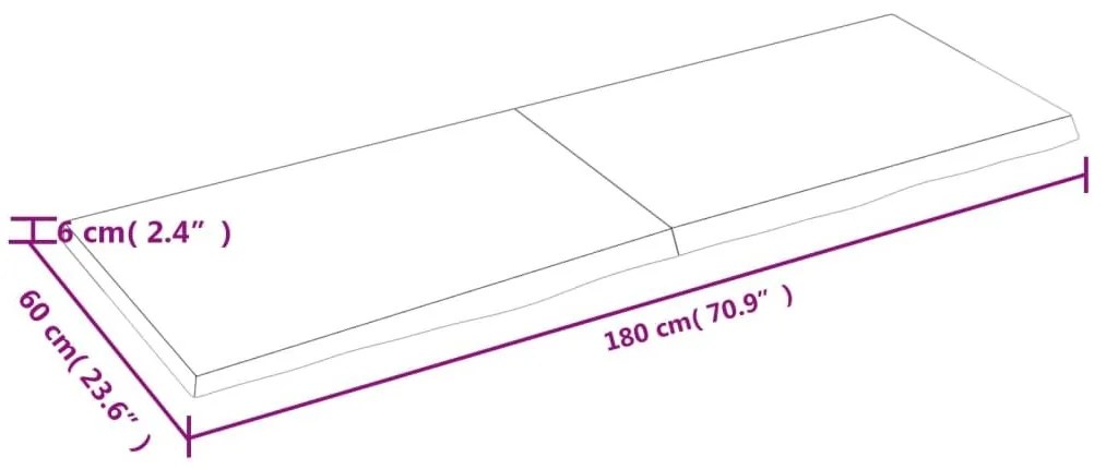 Πάγκος Μπάνιου 180x60x(2-6) εκ. από Ακατέργαστο Μασίφ Ξύλο - Καφέ