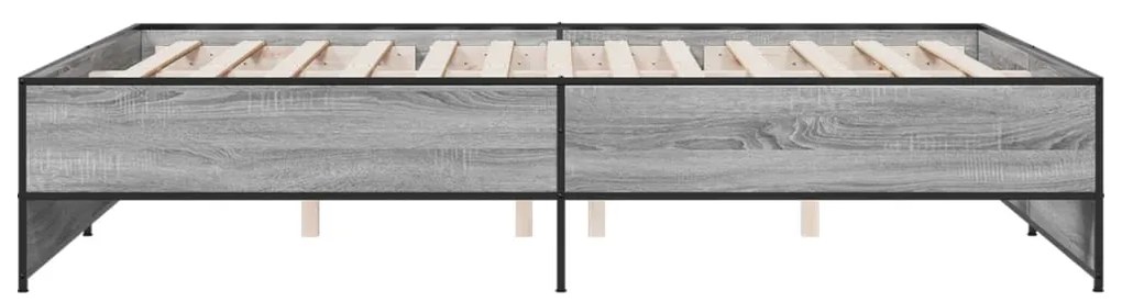 vidaXL Πλαίσιο Κρεβατιού Γκρι Sonoma 140x200 εκ. Επεξ. Ξύλο & Μέταλλο