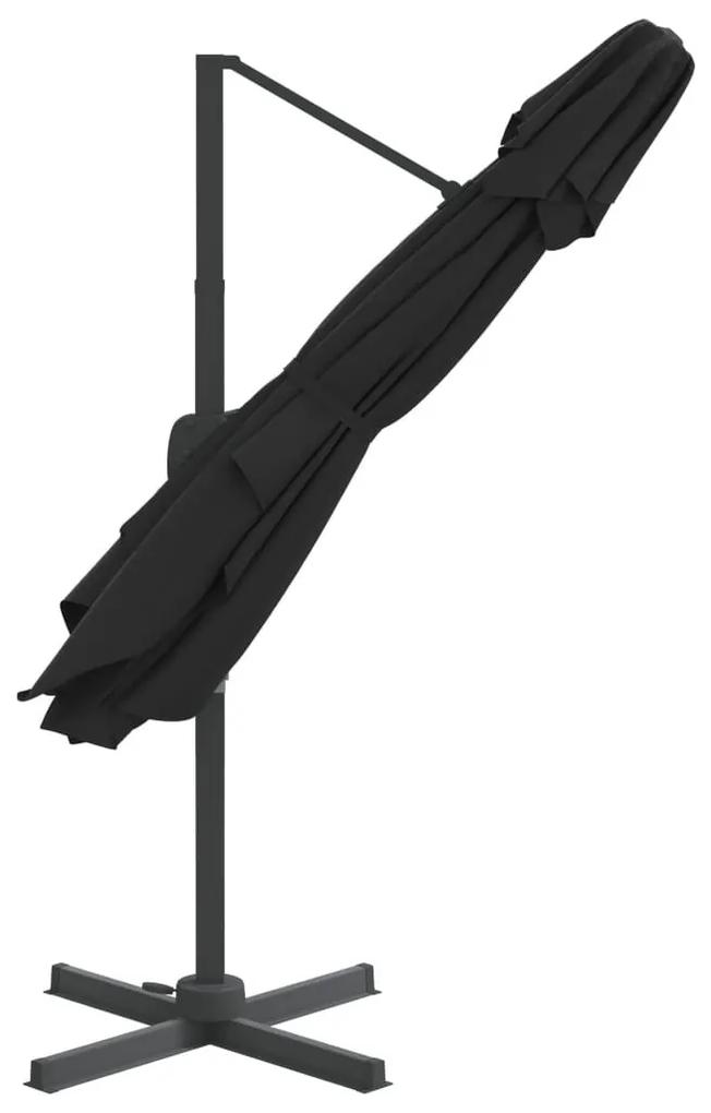 Κρεμαστή Ομπρέλα με Διπλή Κορυφή Μαύρη 300 x 300 εκ. - Μαύρο