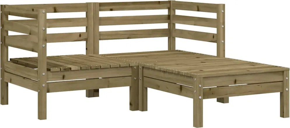 vidaXL Corner Sofa 2-θέσιο Solid Pine Wood Natural Impregnated Medium