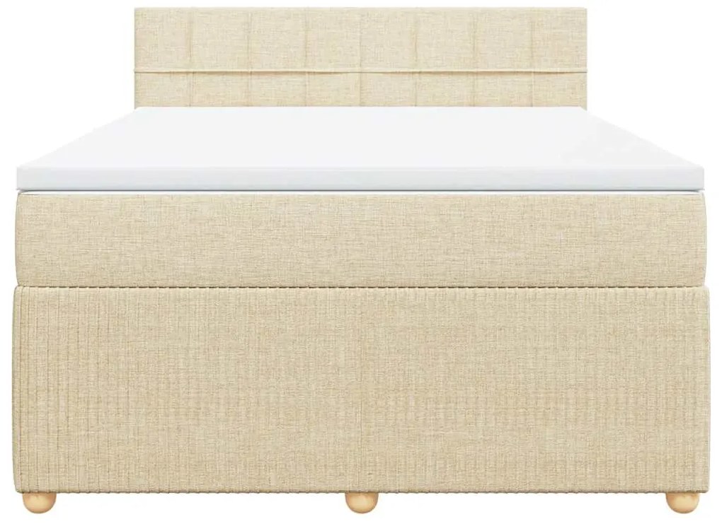 vidaXL Κρεβάτι Boxspring με Στρώμα Κρεμ 140x200 εκ. Υφασμάτινο