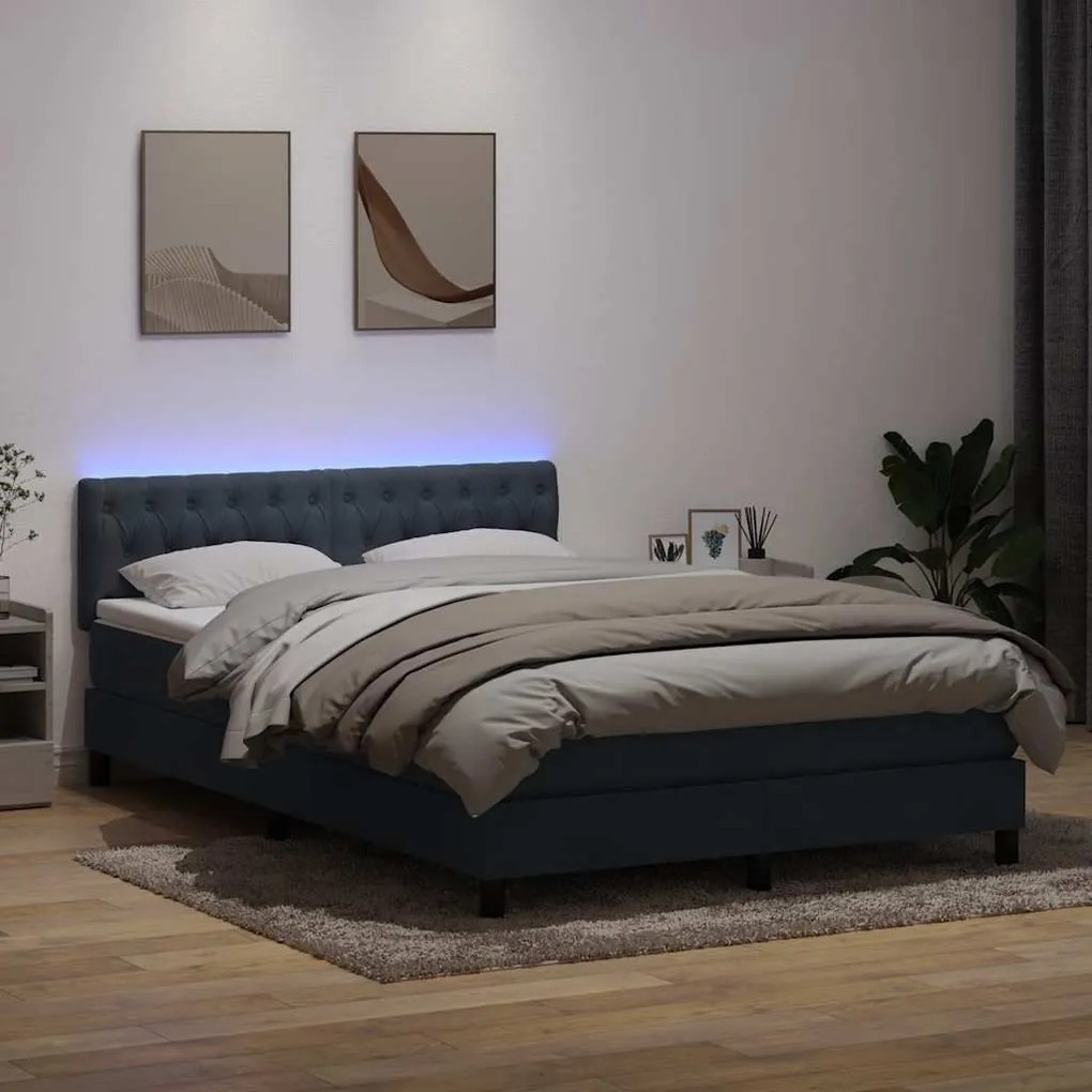 Box Spring Κρεβάτι με στρώμα Σκούρο γκρι 160x220 cm Βελούδινο - Γκρι