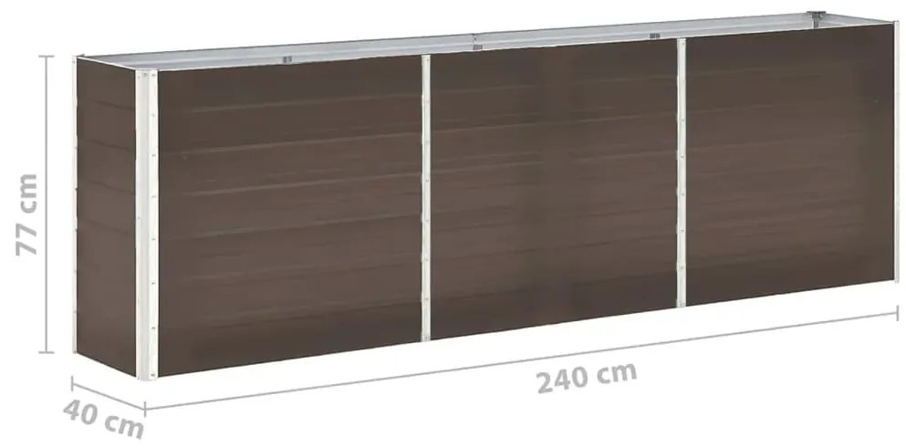 vidaXL Ζαρντινιέρα Υπερυψωμένη Καφέ 240x40x77 εκ. Γαλβανισμ. Χάλυβας