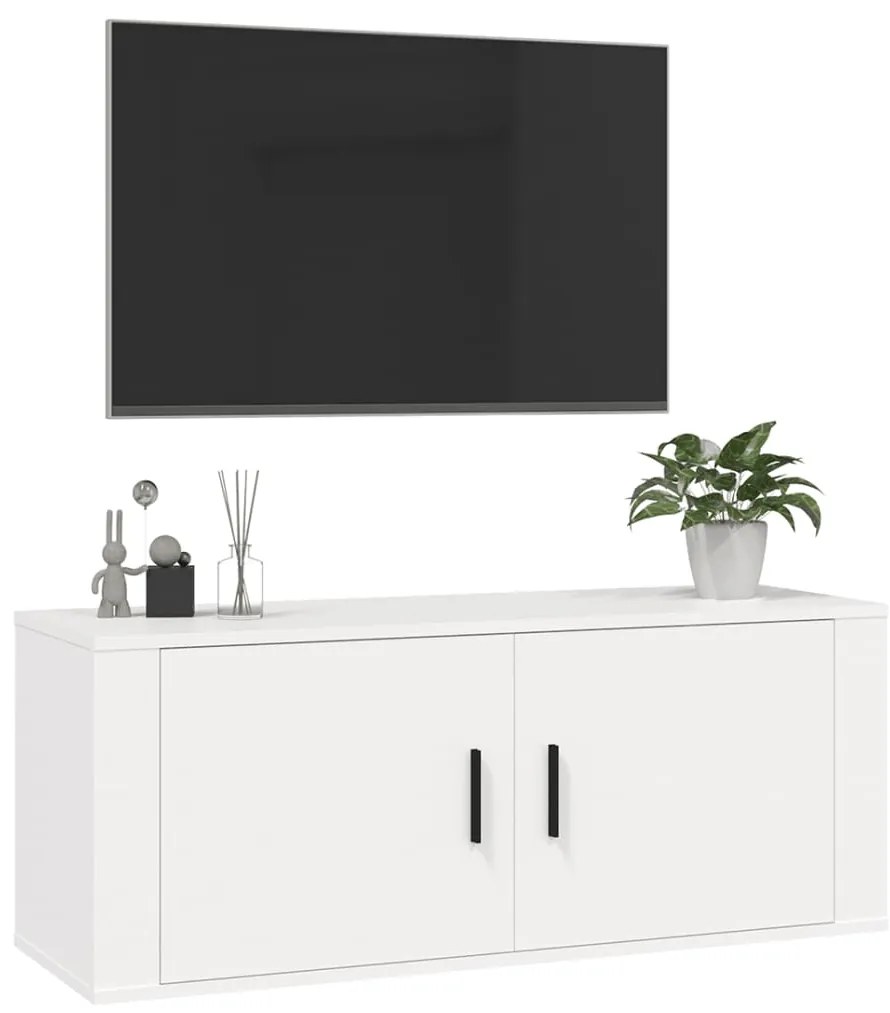 vidaXL Έπιπλο Τηλεόρασης Επιτοίχιο Λευκό 100x34,5x40 εκ.