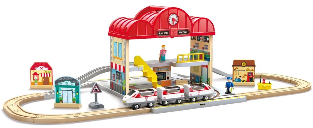 Hape Railway Ξύλινος Σιδηρόδρομος Train Station Set