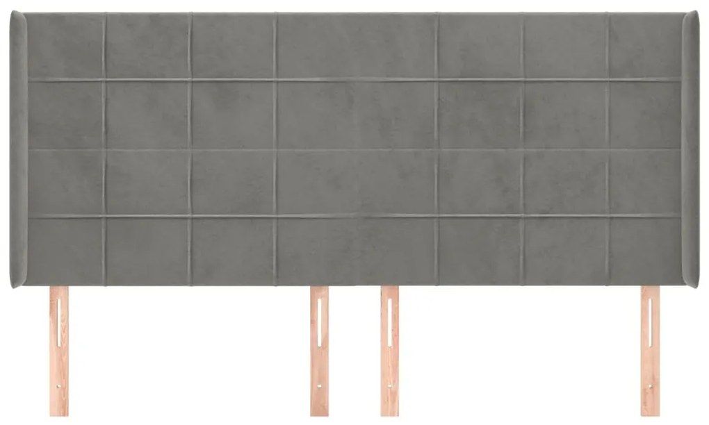 Κεφαλάρι με Πτερύγια Ανοιχτό Γκρι 163x16x118/128 εκ. Βελούδινο 3119634