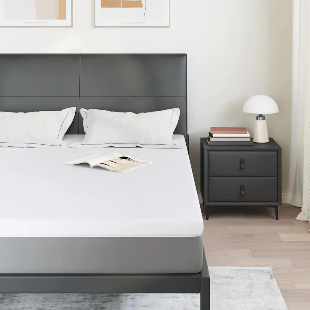 vidaXL Στρώμα επικάλυψης Λευκό 200 x 200 x 7 εκ. Υφασμα Jacquard