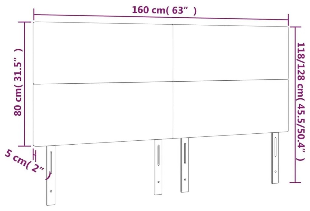 Κεφαλάρια Κρεβατιού 4 τεμ.Μαύρα80 x 5 x 78/88 εκ.ΣυνθετικόΔέρμα - Μαύρο