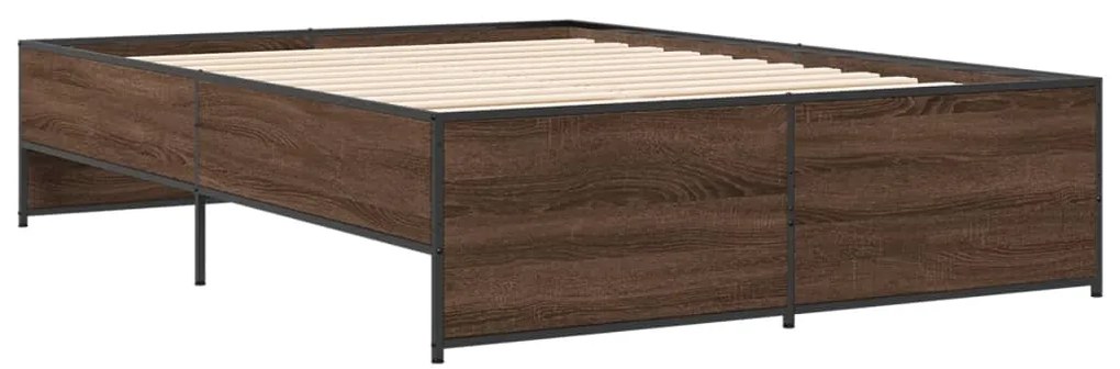 vidaXL Πλαίσιο Κρεβατιού Καφέ Δρυς 120x200 εκ. Επεξ. Ξύλο &amp; Μέταλλο