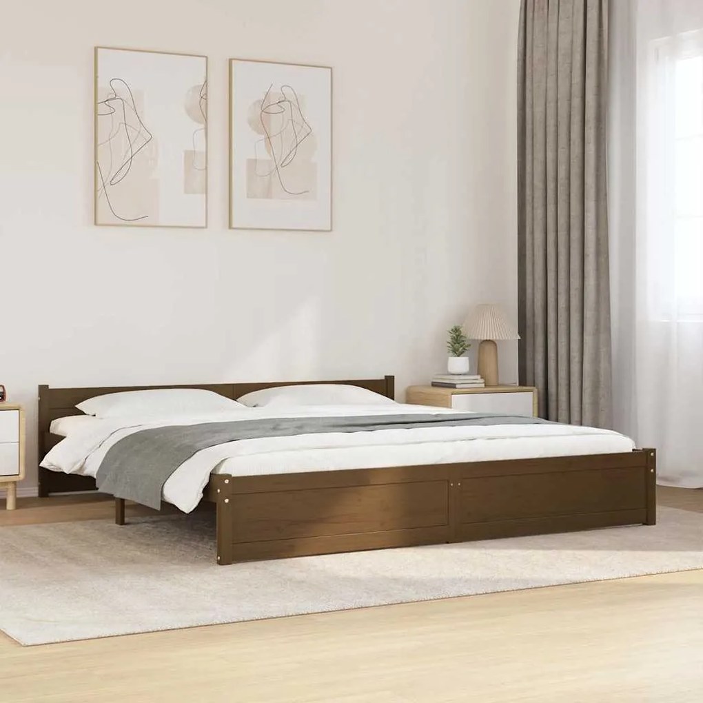 vidaXL Πλαίσιο Κρεβατιού Καφέ Μελί 200 x 200 εκ. από Μασίφ Ξύλο