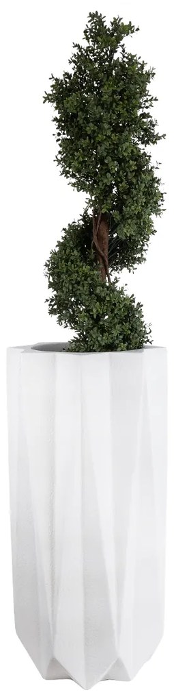 GloboStar® Artificial Garden PADOVA 20739 Επιδαπέδιο Πολυεστερικό Τσιμεντένιο Κασπώ Γλάστρα - Flower Pot Λευκό Φ48 x Υ100cm