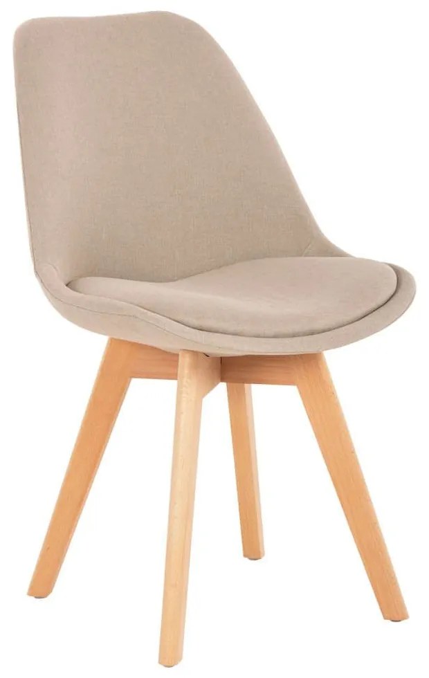 Καρέκλα Vegas HM0033.54 48x58x80cm Με Πόδια Οξιάς &amp; Ύφασμα Beige Wood, Fabric