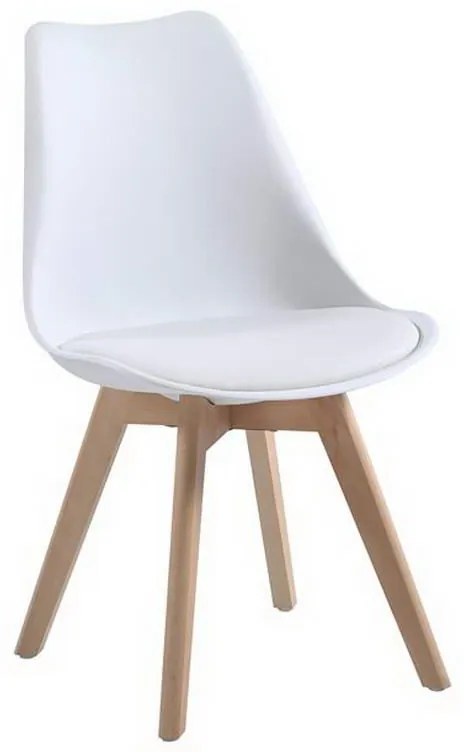 Καρέκλα Martin ΕΜ136,10W 48x56x82cm White Σετ 4τμχ Wood, Polypropylene