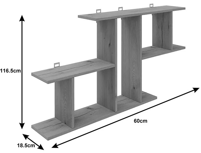 Ραφιέρα τοίχου Vertoura pakoworld σε oak απόχρωση 116x18.5x60cm (1 τεμάχια)