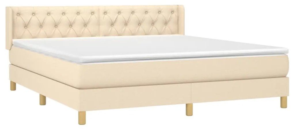 vidaXL Κρεβάτι Boxspring με Στρώμα Κρεμ 160x200 εκ. Υφασμάτινο