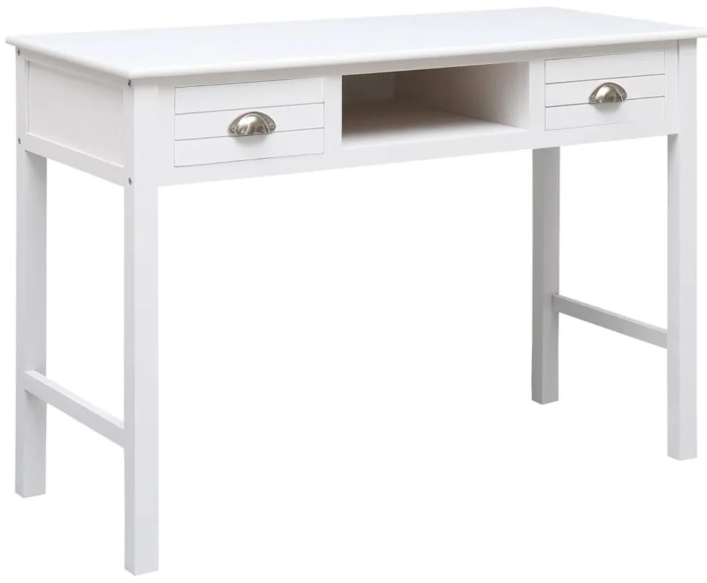 vidaXL Γραφείο Λευκό 108 x 45 x 76 εκ. από Μασίφ Ξύλο Παυλώνιας