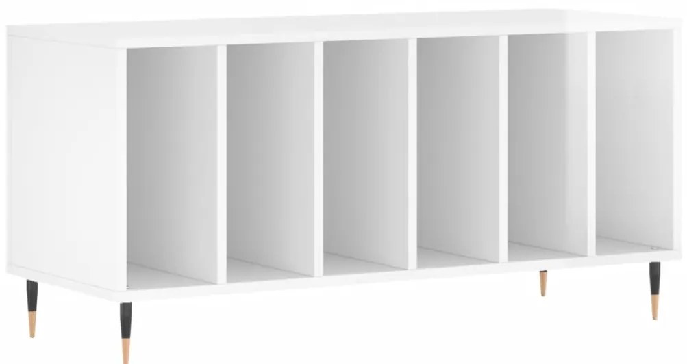 vidaXL Έπιπλο Δίσκων Γυαλ. Λευκό 100x38x48 εκ. από Επεξεργασμένο Ξύλο
