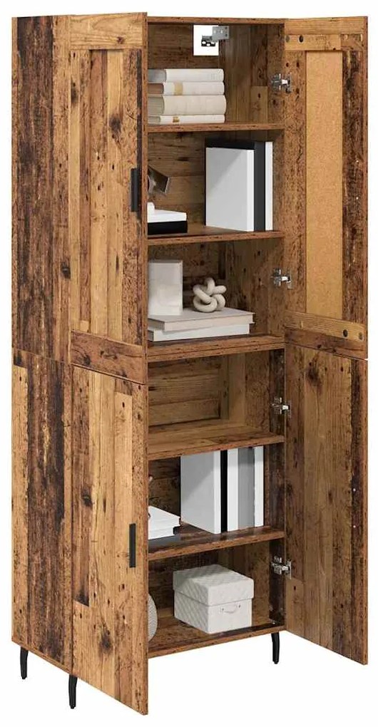 vidaXL Highboard 2 pcs Παλιό Ξύλο Σύνθετο Ξύλο και Γυαλί