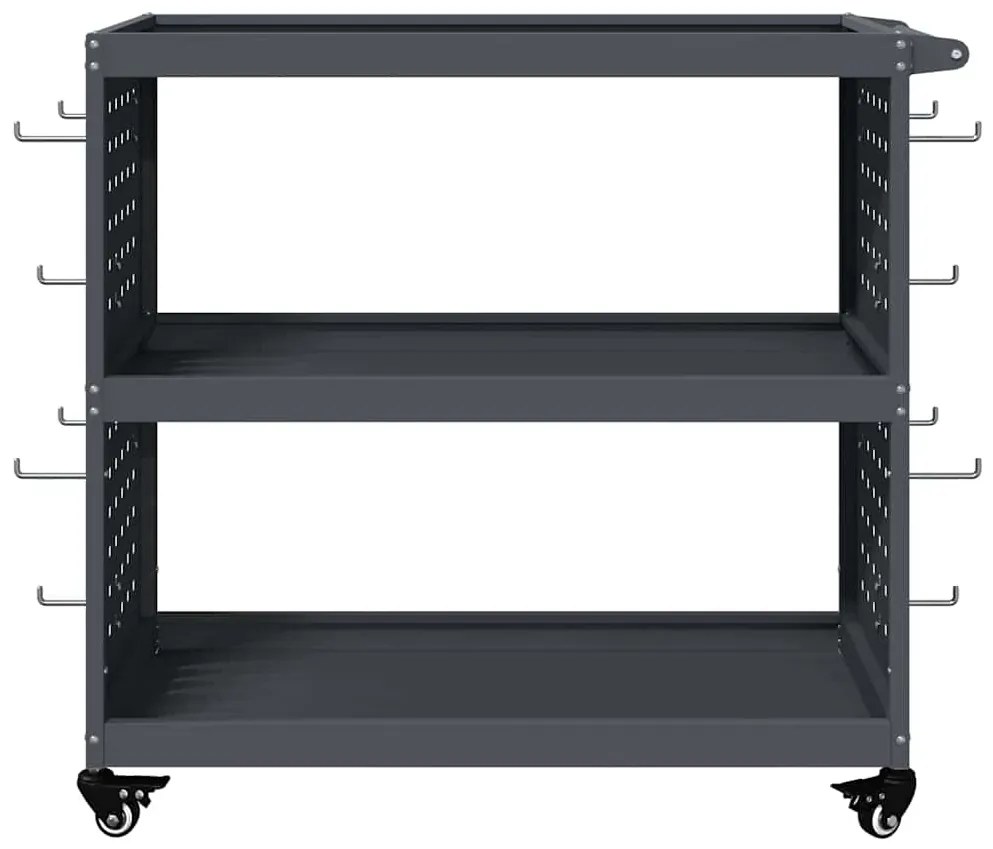 vidaXL Καρότσι εργαλείων με ράφι με τροχούς Ανθρακί 75 x 35 x 73 εκ.