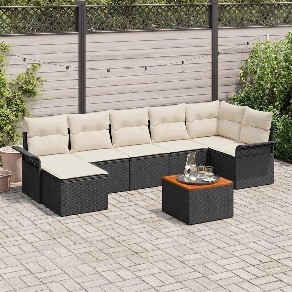 vidaXL Σετ Καναπέ Κήπου 8 pcs Μαύρο Πολυ ράταν