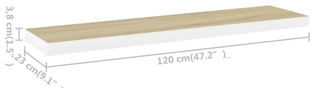 Ράφια Τοίχου 4 τεμ. Δρυς/Λευκό 120x23,5x3,8 εκ. MDF - Καφέ