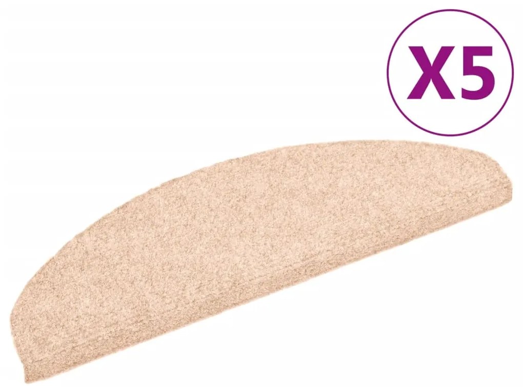 vidaXL Πατάκια Σκάλας Αυτοκόλλητα 5 τεμ Καφέ 65x21x4 εκ. Βελονιασμένα