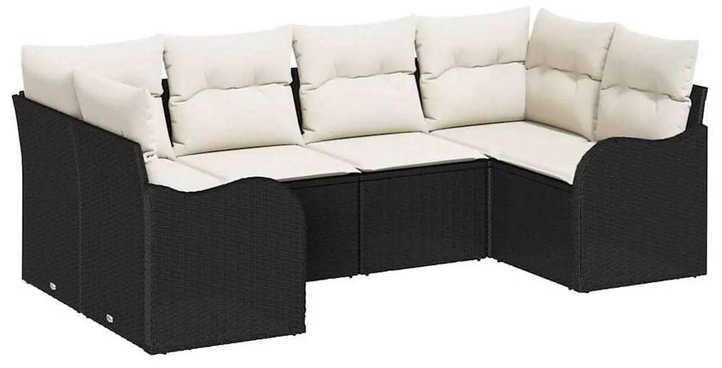 vidaXL Σετ Καναπέ Κήπου με μαξιλάρι 6 pcs Μαύρο Πολυ ράταν