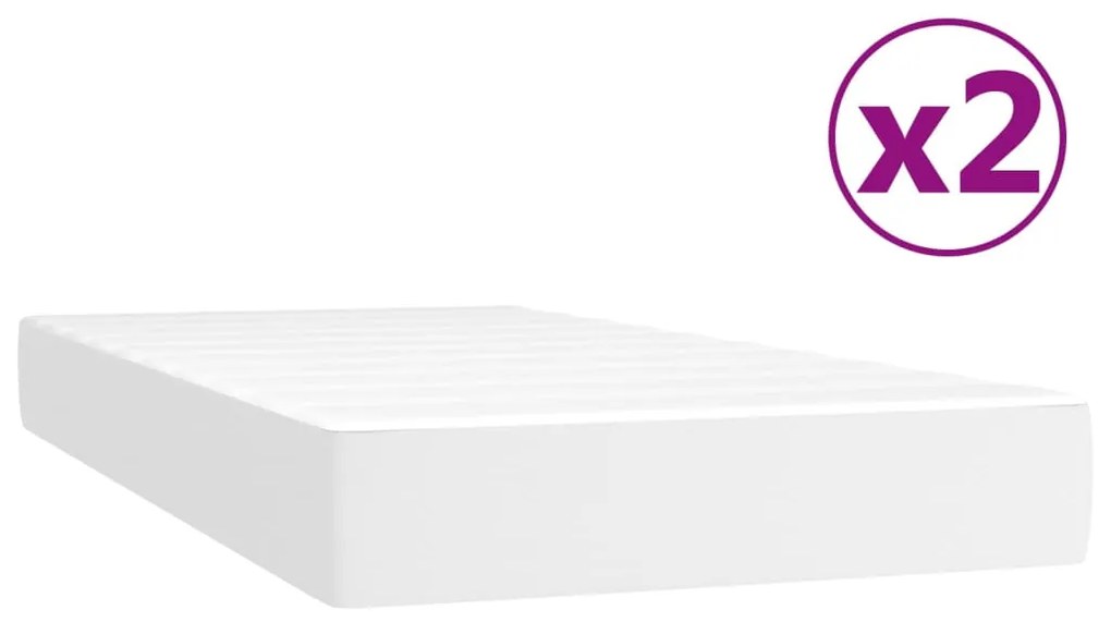 vidaXL Κρεβάτι Boxspring με Στρώμα Λευκό 200x200 εκ. Συνθετικό Δέρμα