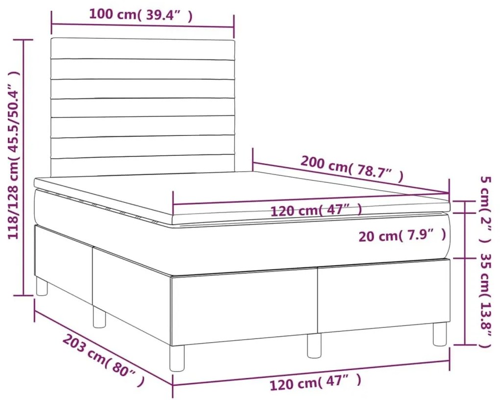 Κρεβάτι Boxspring με Στρώμα Ροζ 120x200 εκ. Βελούδινο - Ροζ