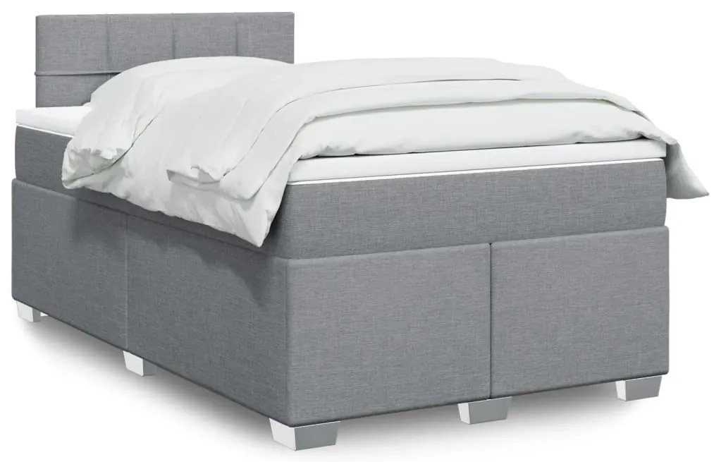 vidaXL Κρεβάτι Boxspring με Στρώμα Ανοιχτό Γκρι 120x190 εκ. Υφασμάτινο