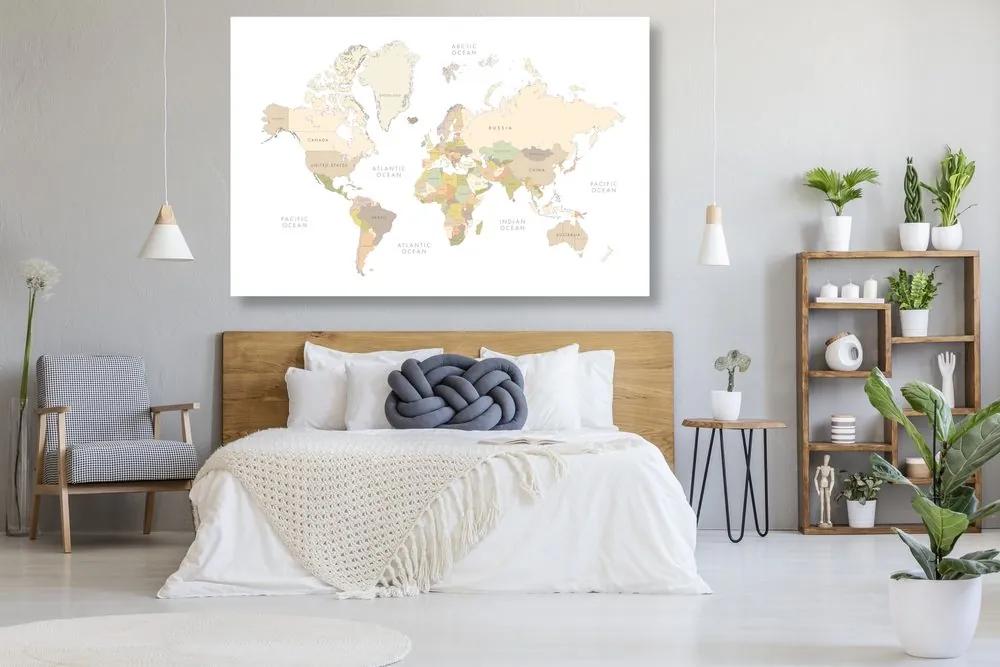 Εικόνα στον παγκόσμιο χάρτη φελλού με vintage στοιχεία - 120x80  color mix