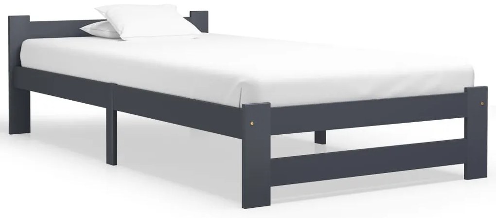 vidaXL Πλαίσιο Κρεβατιού Σκούρο Γκρι 100x200 εκ. από Μασίφ Ξύλο Πεύκου