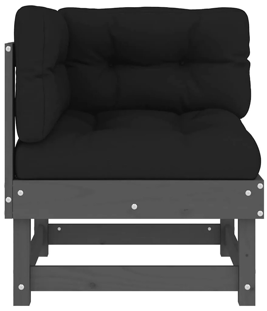 vidaXL Καναπέδες Γωνιακοί με Μαξιλάρια 2 τεμ. Γκρι Μασίφ Ξύλο Πεύκου