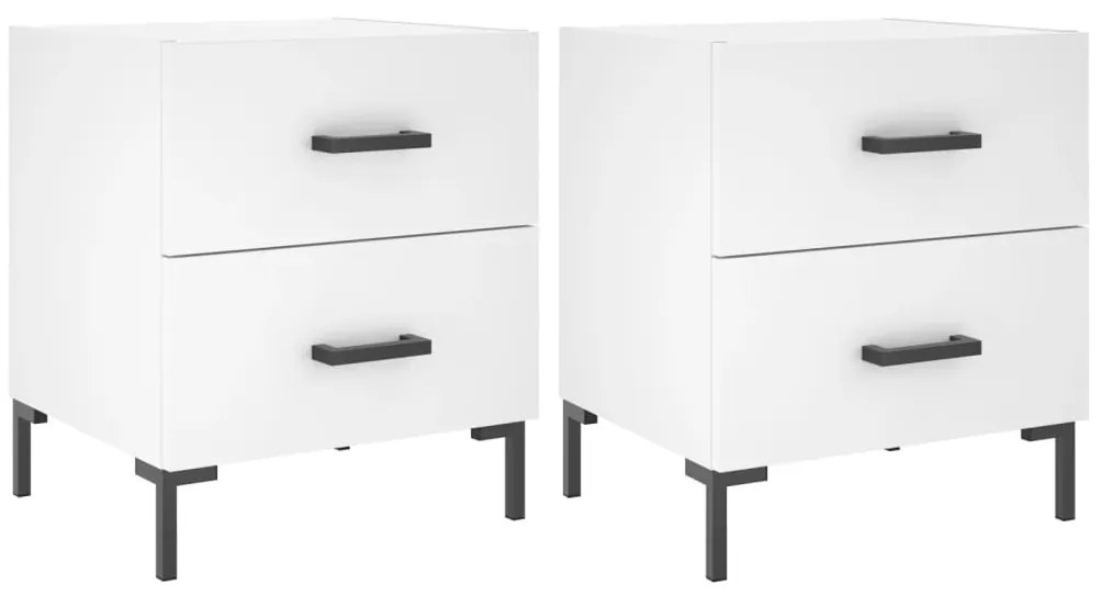 vidaXL Κομοδίνα 2 τεμ. Λευκά 40 x 35 x 47,5 εκ. από Επεξεργασμένο Ξύλο