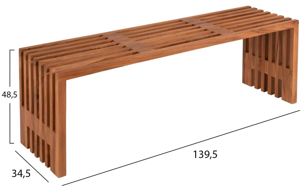 Παγκάκι NYA C9829 απο Μασίφ Ξύλο TEAK σε Φυσικό 139,5x34,5x48,5Υεκ. 139.5x34.5x48.5 εκ.