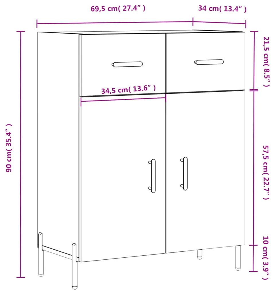 Ντουλάπι Καπνιστή Δρυς 69,5 x 34 x 90 εκ. Επεξεργασμένο Ξύλο - Καφέ