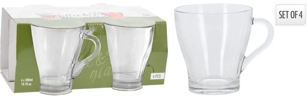Σετ Ποτήρια Καφέ, τσαγιού χωρητικότητας 300ml - 4 τεμάχια