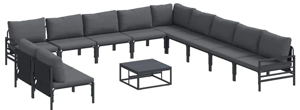 vidaXL Σετ Καναπέ Κήπου 12 pcs Ανθρακί Ατσάλι