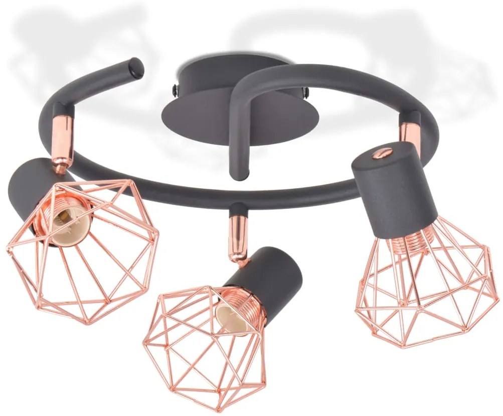 vidaXL Φωτιστικό Οροφής με 3 Σποτ Ε14 Μαύρο και Χάλκινο