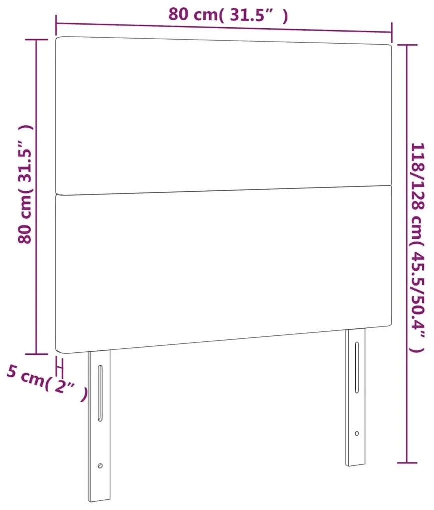 Κεφαλάρι Κρεβατιού LED Ροζ 80x5x118/128 εκ. Βελούδινο - Ροζ