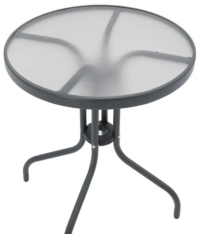 Σετ κήπου - Tραπεζαρία Watson - Tade 3 τεμ. μέταλλο - γυαλί ανθρακί Φ60x70 εκ. 60x60x70 εκ.