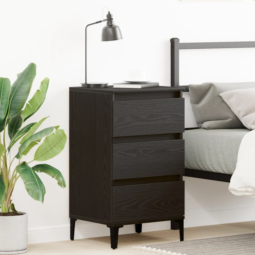 vidaXL Κομοδίνο Μαύρη Δρυς 40x35x70 εκ. Επεξεργασμένο ξύλο